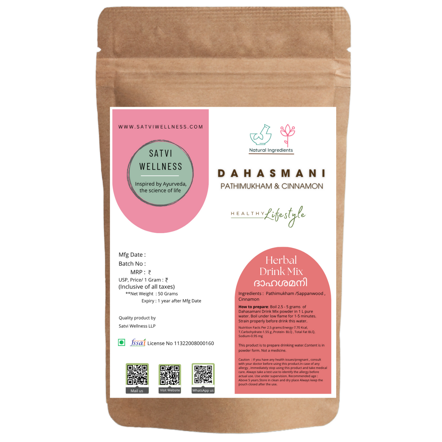 Satvi Wellness Kerala Pathimugam with Cinnamon Herbal Drinking Water Mix