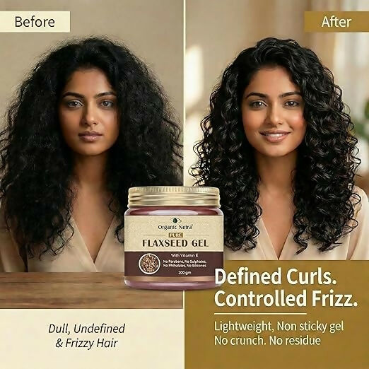 Organic Netra Pure Flaxseed Gel with Vitamin E for Hair and Skin Strengthens