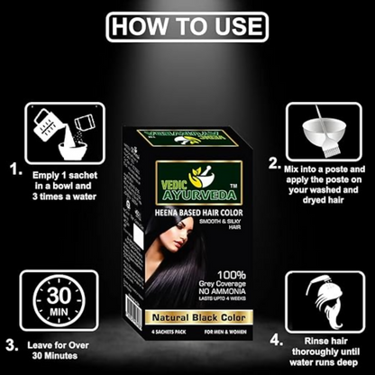 VedicAyurveda Natural Henna Hair Color No Ammonia Black & No Ammonia Dark Brown