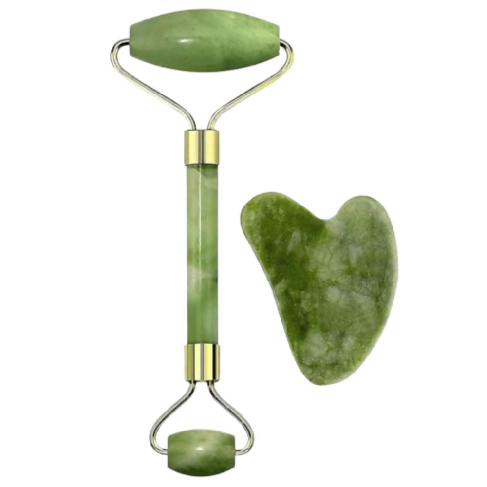 Bronson Professional Jade Roller & Gua Sha Face Neck Dual Head Massage Kit