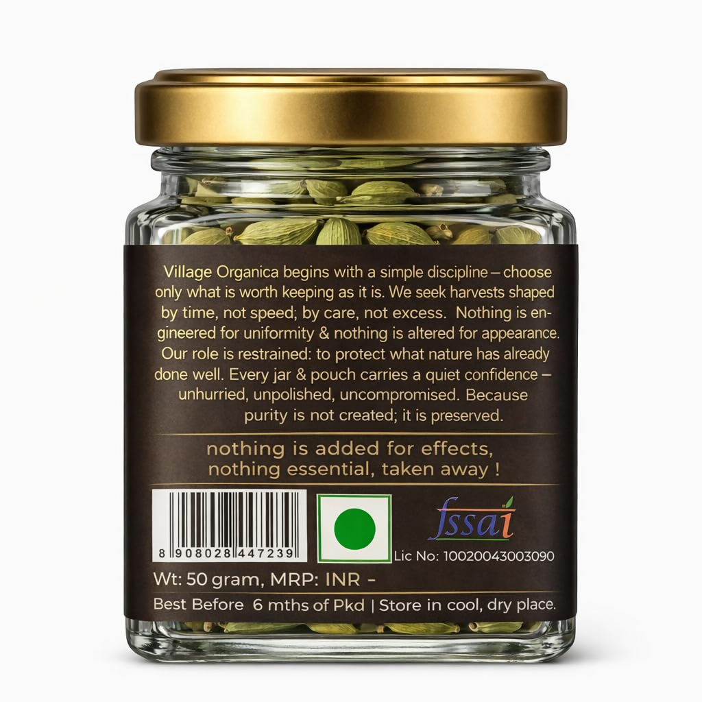 Village-Organica Green Cardamom (Elaichi) Whole  Handpicked
