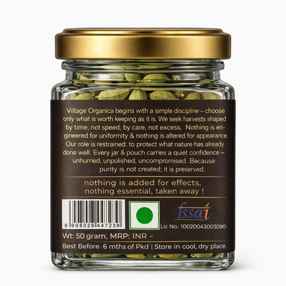 Village-Organica Green Cardamom (Elaichi) Whole  Handpicked