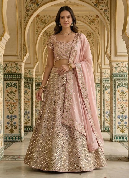 Lehenga Mart Baby Pink Faux Georgette Designer Bollywood Style Wedding Wear Lehenga Choli