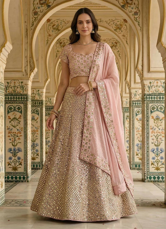 Lehenga Mart Baby Pink Faux Georgette Designer Bollywood Style Wedding Wear Lehenga Choli