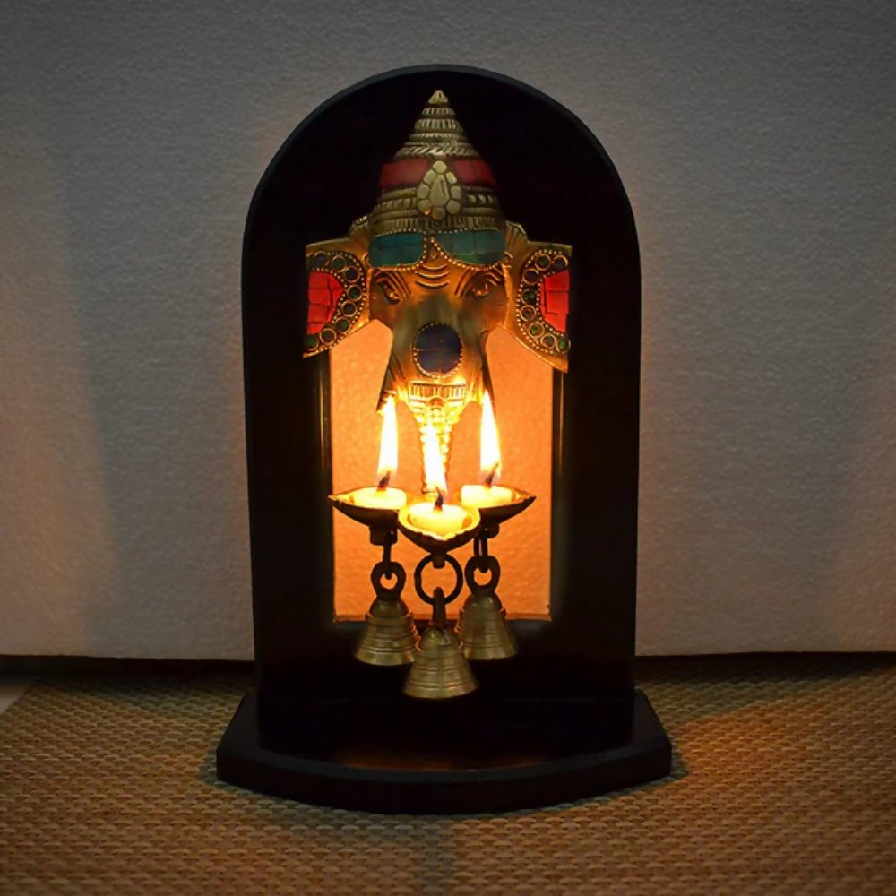CraftVatika Handwork Ganesha Wall Hanging With Oil Lamp