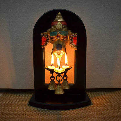 CraftVatika Handwork Ganesha Wall Hanging With Oil Lamp