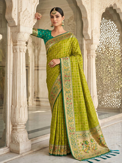 Shree Shyam Fashion Green Banarasi Silk Blend Saree
