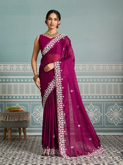 Teeya Creation New Trendy Party Wear Soft Silk Saree-Pink