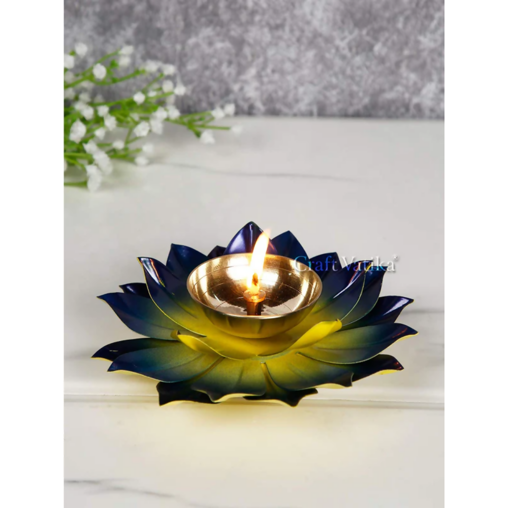 CraftVatika Kamal Diya Deepak Lotus Brass Diyas Oil Lamp Pooja