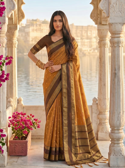 Shree Shyam Fashion Mustard Silk Blend Saree