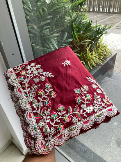 Teeya Creation New Trendy Party Wear Soft Silk Saree-Maroon