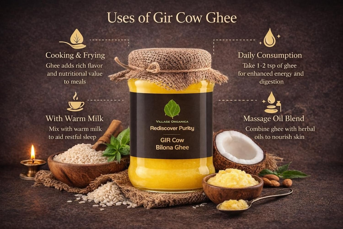 Village-Organica A2 Gir Cow Ghee,Traditional Bilona Method