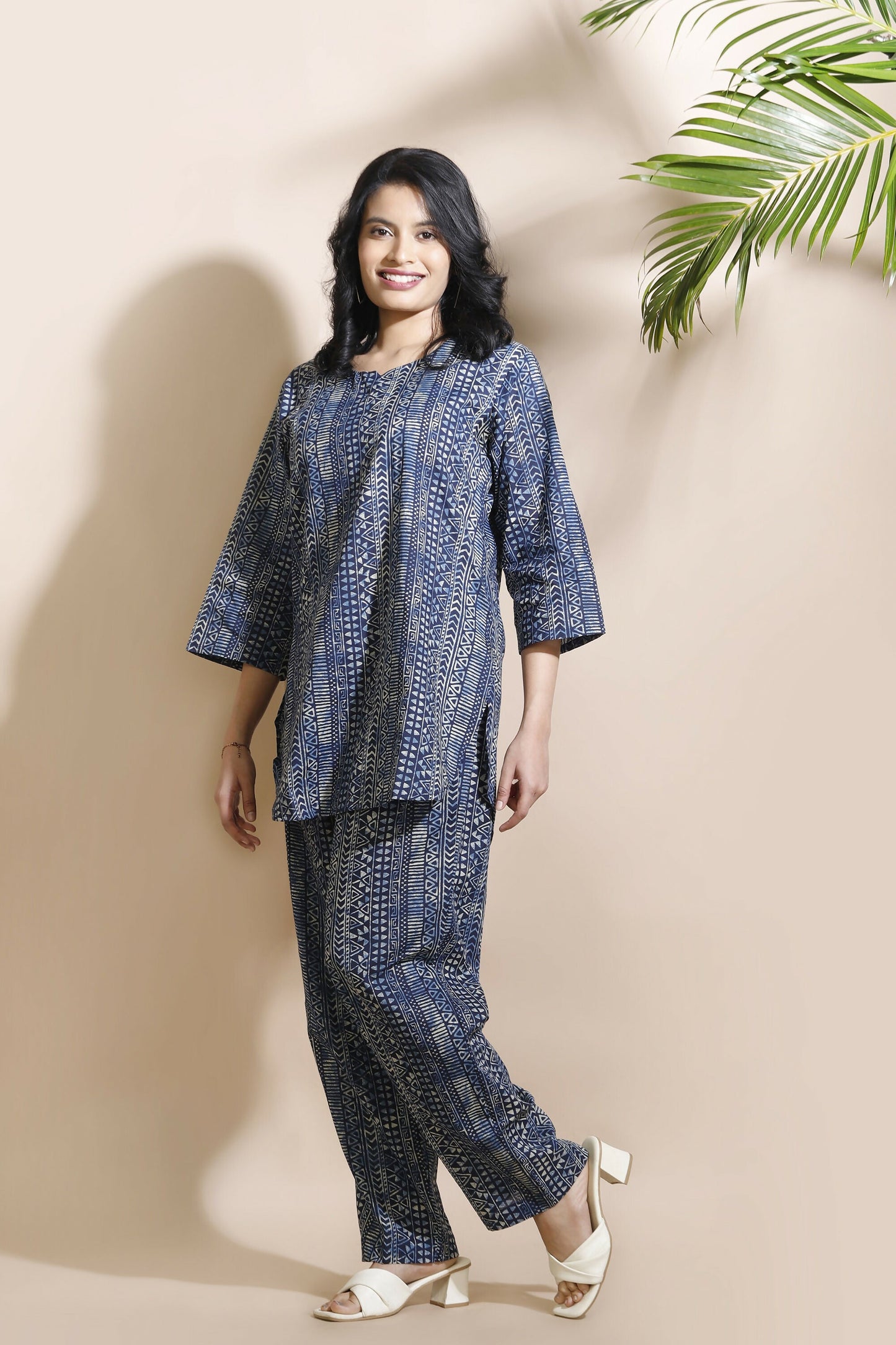 Breathables Blue Abstract Cotton Kurta & Pant Co-Ord Set