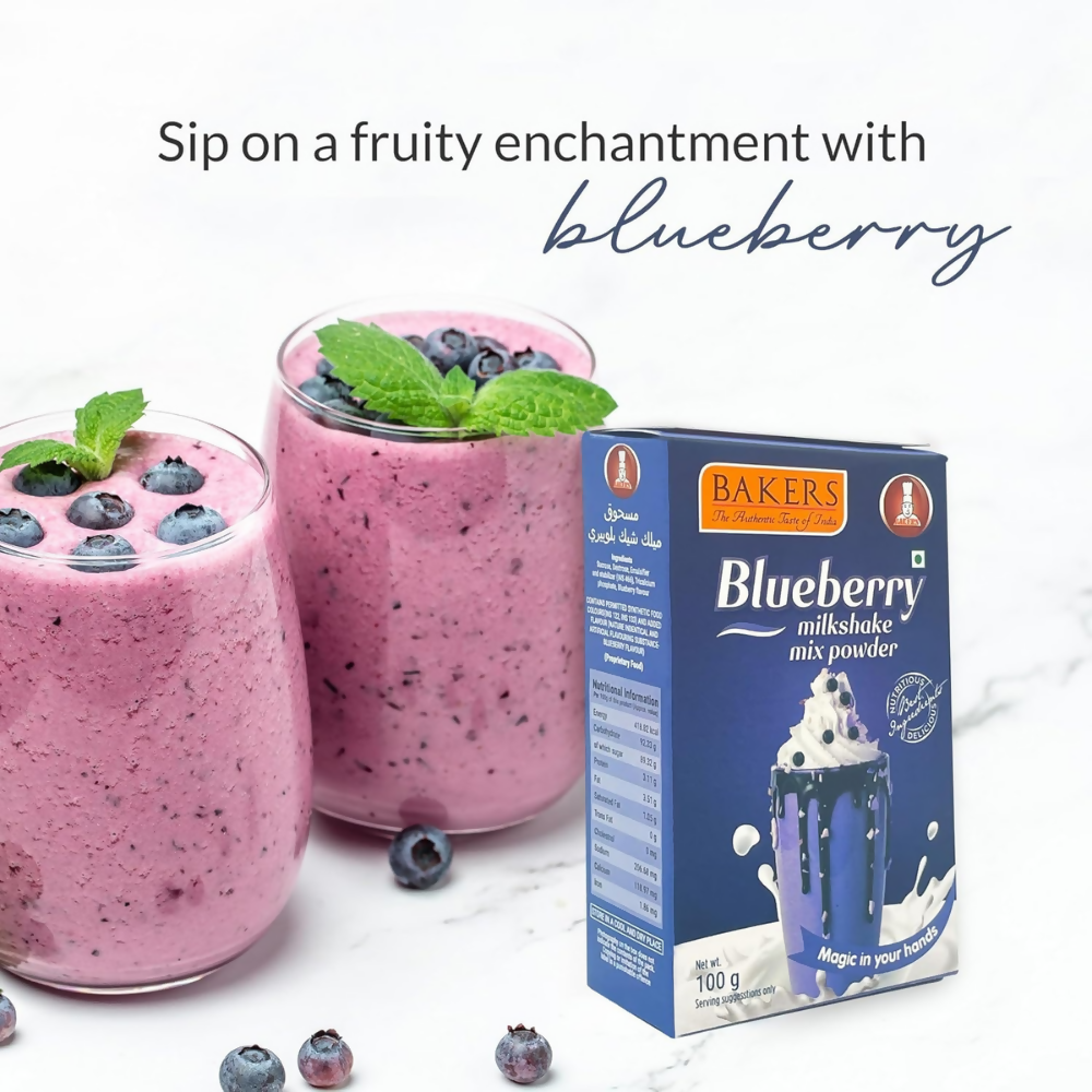 BAKERS Premium Milk Shake Mix - Blueberry, Badam, Butterscotch & Chocolate