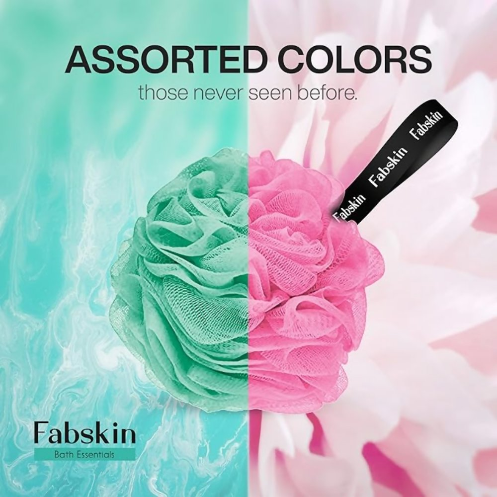 Fabskin Luxury Bathing Round Loofah - Aqua and Pink - 2 Pieces