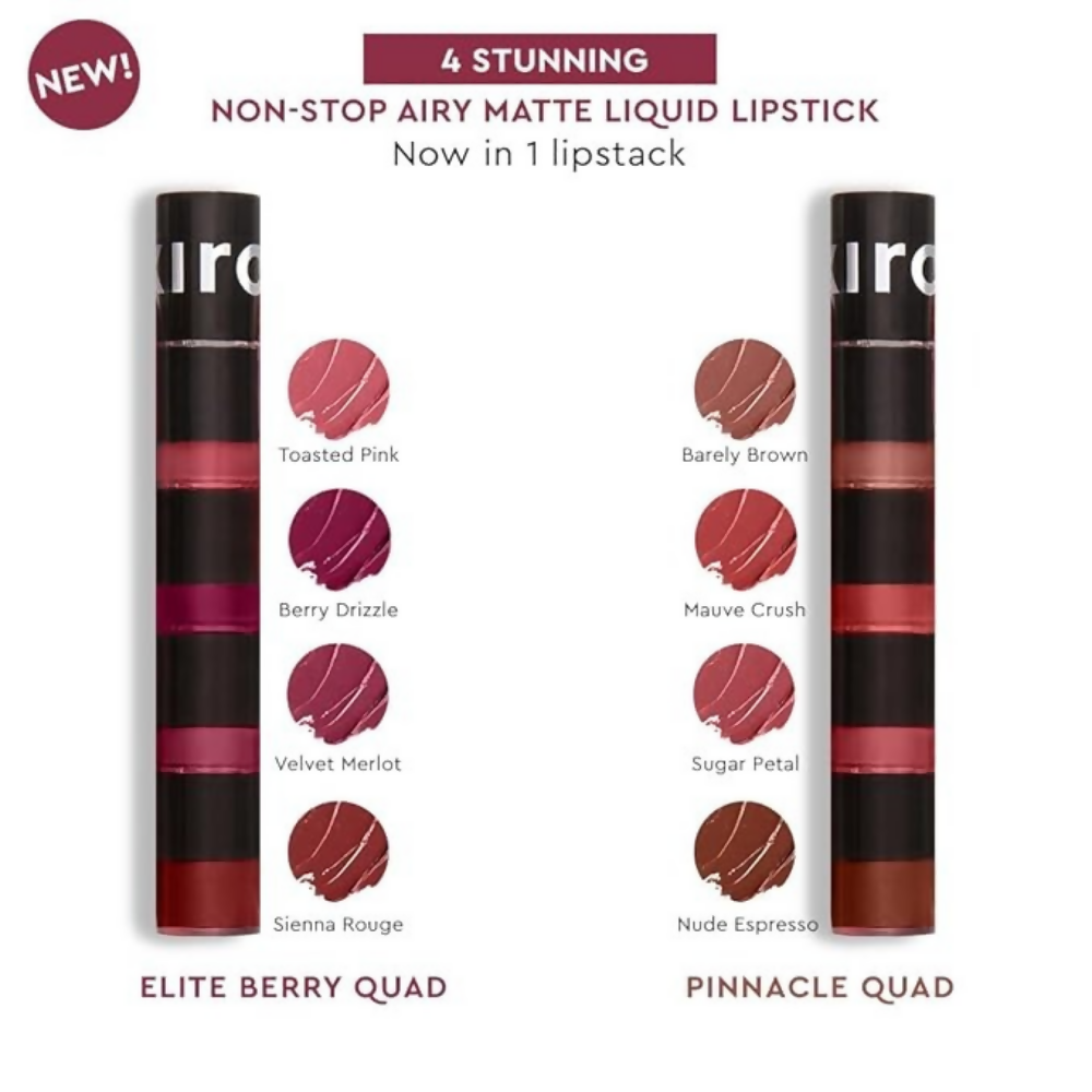 Kiro Four Play Non-Stop Airy Matte Liquid Lip Stack  Elite Berry Quad