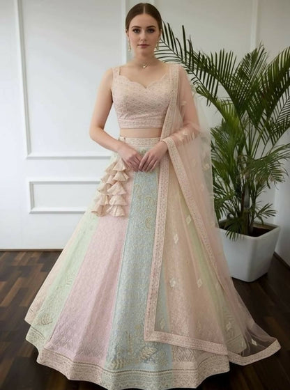 Lehenga Mart Rainbow Faux Georgette Designer Bollywood Style Wedding Wear Lehenga Choli