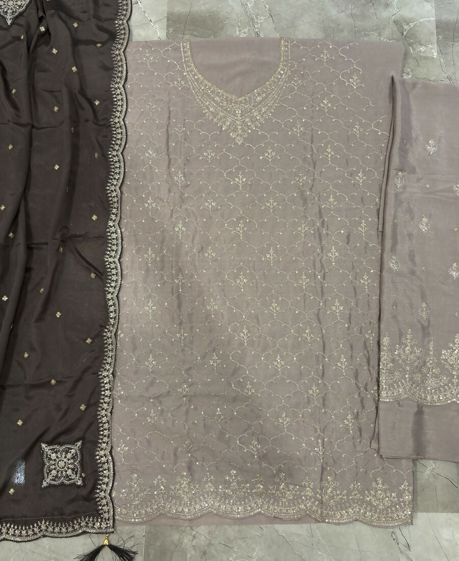 KC Designer Beige 3 Piece Salwar Suit For Women Indian Wear
