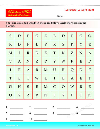 Step By Step Skills Word Wagon-1(Tearble Colourful Worksheets)