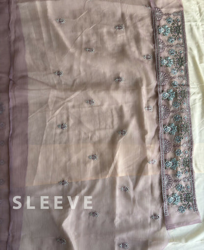 KC Heavy Chiffon Silk Pink Hand Embroidered Straight Suit For Women Wedding