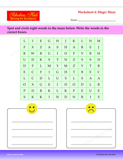 Step By Step Skills-Values And Life Skills Colorful Tearable Worksheets