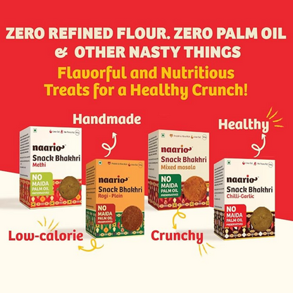 Naario Chilli Garlic, Methi, Plain, Masala, Peri Peri Crackers