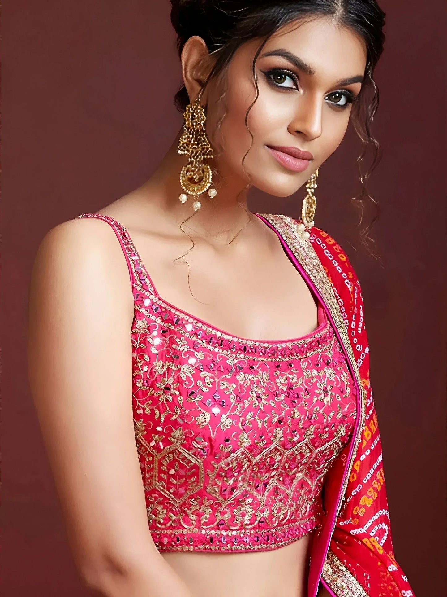 Tulsi Art Great Pink Embroidery Pure Chinon Silk Party Wear Lehenga Choli