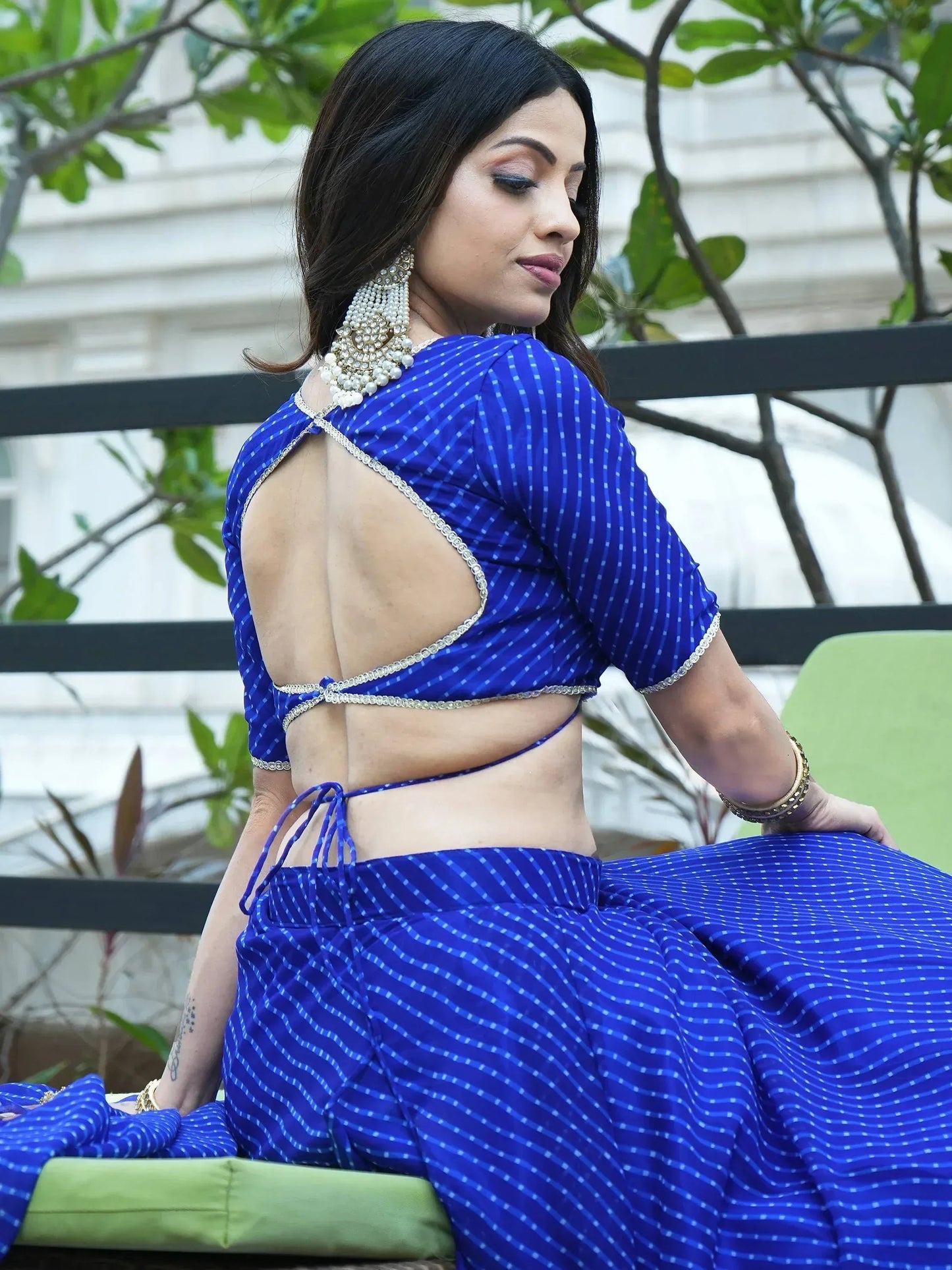 Tulsi Art Ravishing Blue Leheriya Printed Georgette Wedding Lehenga Choli