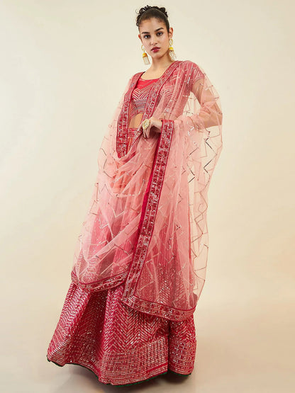 Tulsi Art Mesmerizing Pink Sequins Art Silk Festival Wear Lehenga Choli