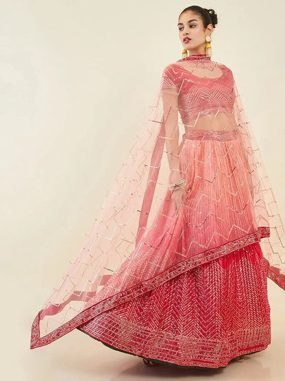 Tulsi Art Mesmerizing Pink Sequins Art Silk Festival Wear Lehenga Choli