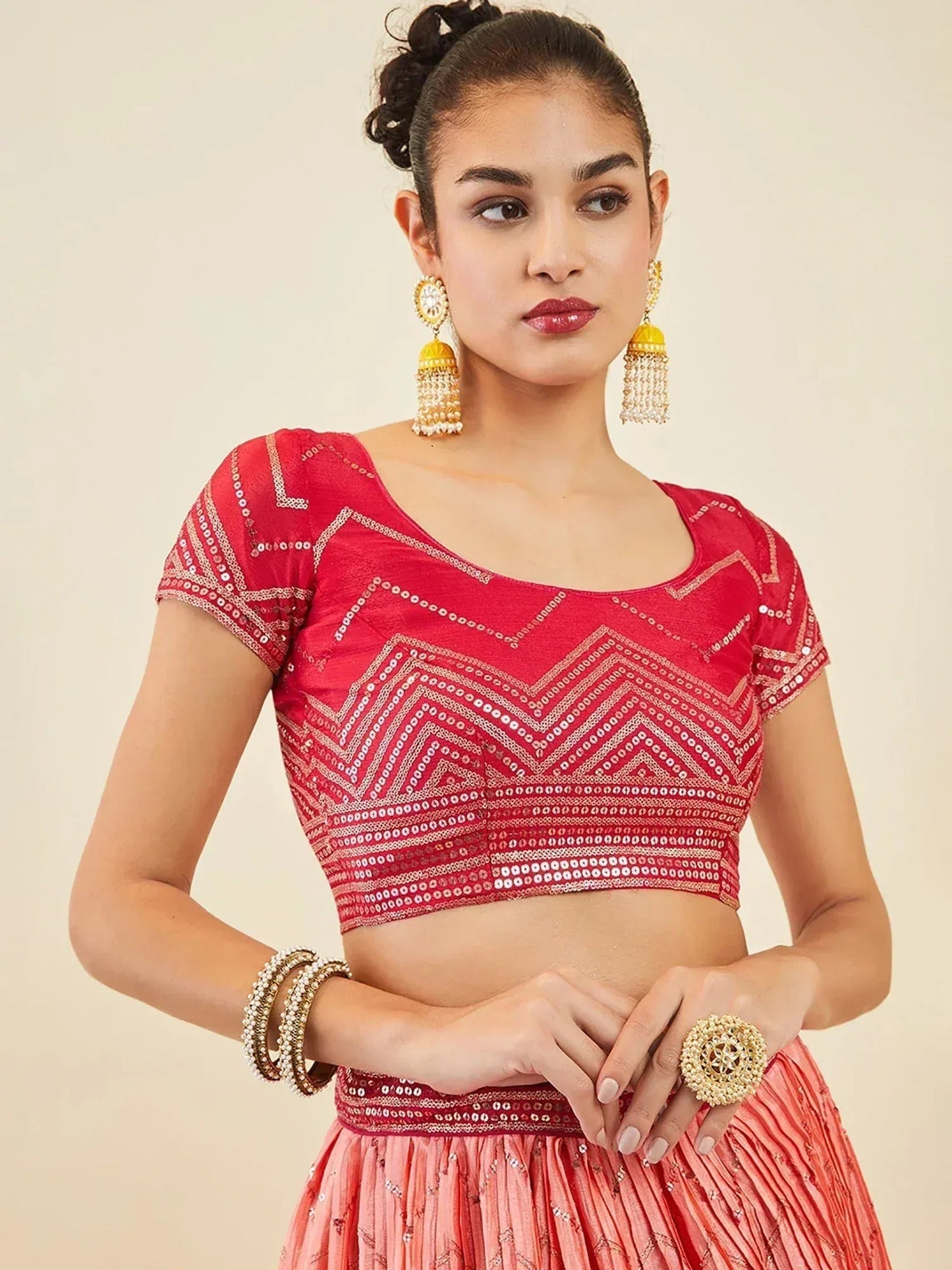 Tulsi Art Mesmerizing Pink Sequins Art Silk Festival Wear Lehenga Choli