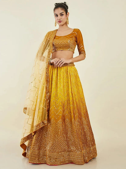 Tulsi Art Captivating Yellow Sequins Art Silk Haldi Wear Lehenga Choli