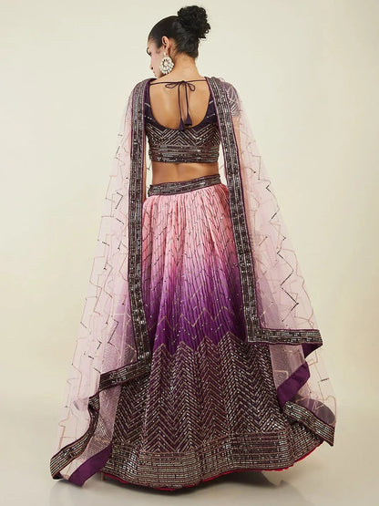 Tulsi Art Bewitching Purple Sequins Art Silk Engagement Wear Lehenga Choli