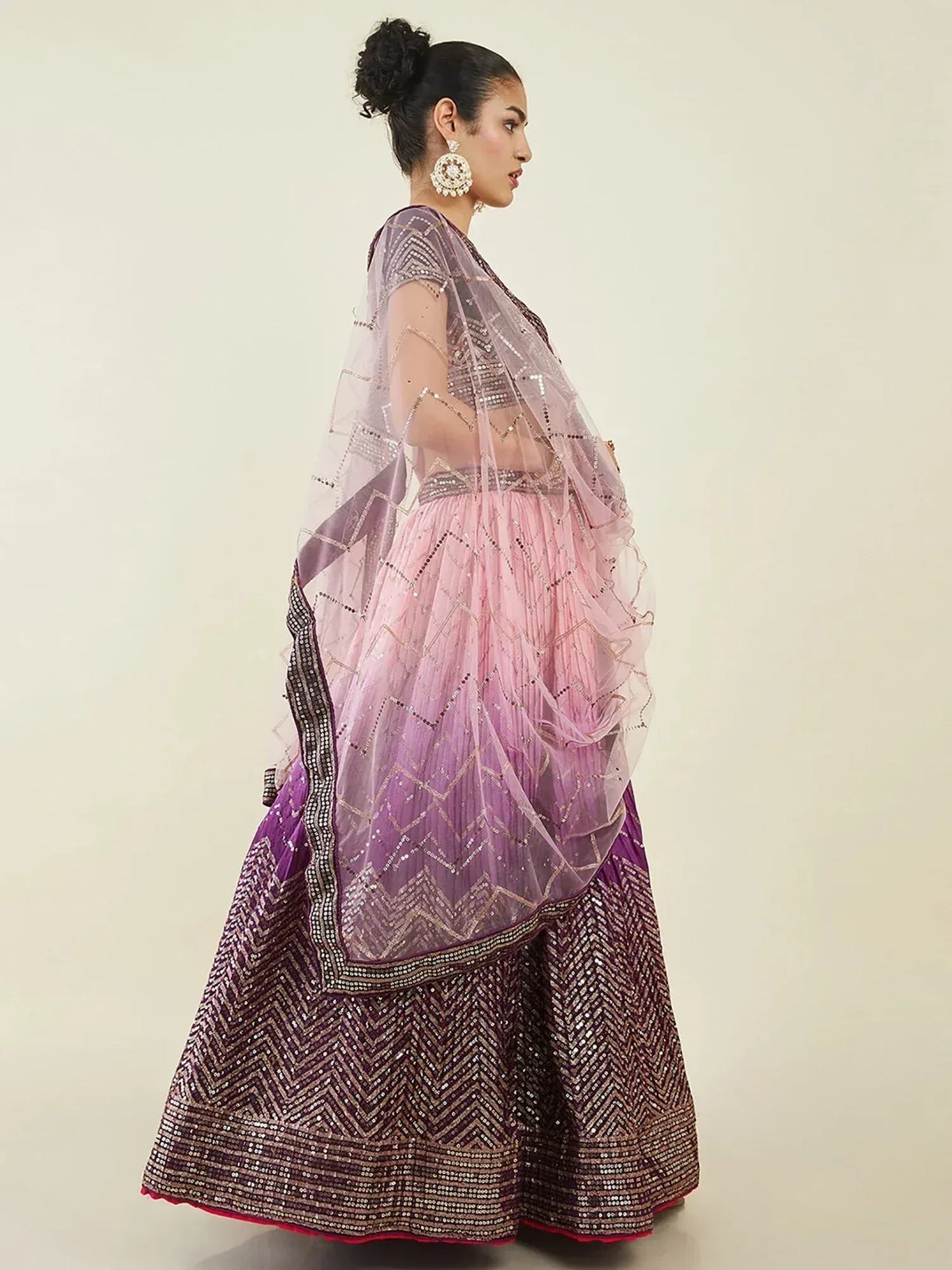 Tulsi Art Bewitching Purple Sequins Art Silk Engagement Wear Lehenga Choli