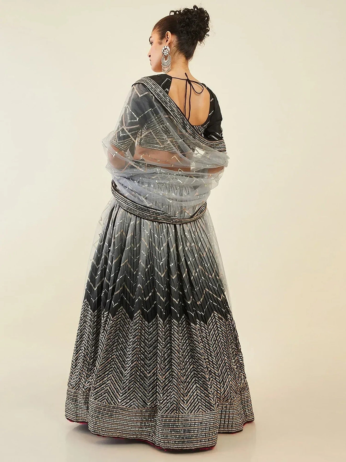 Tulsi Art Enchanting Black Sequins Art Silk Reception Wear Lehenga Choli