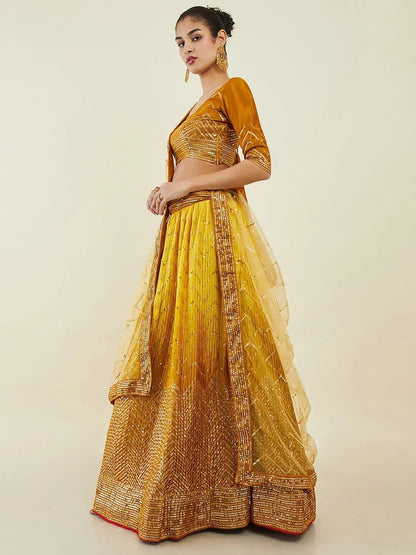 Tulsi Art Captivating Yellow Sequins Art Silk Haldi Wear Lehenga Choli