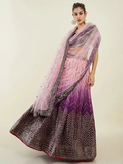 Tulsi Art Bewitching Purple Sequins Art Silk Engagement Wear Lehenga Choli