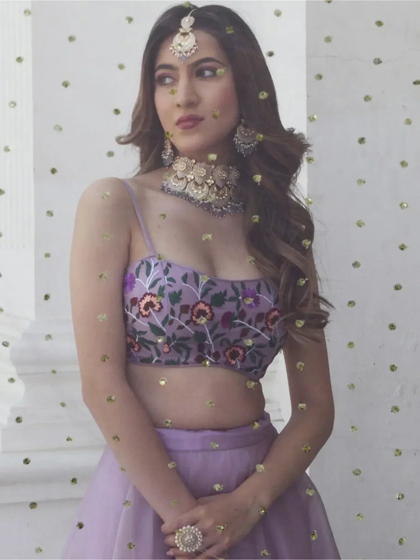 Tulsi Art Fabulous Lavender Organza Lehenga With Embroidered Choli