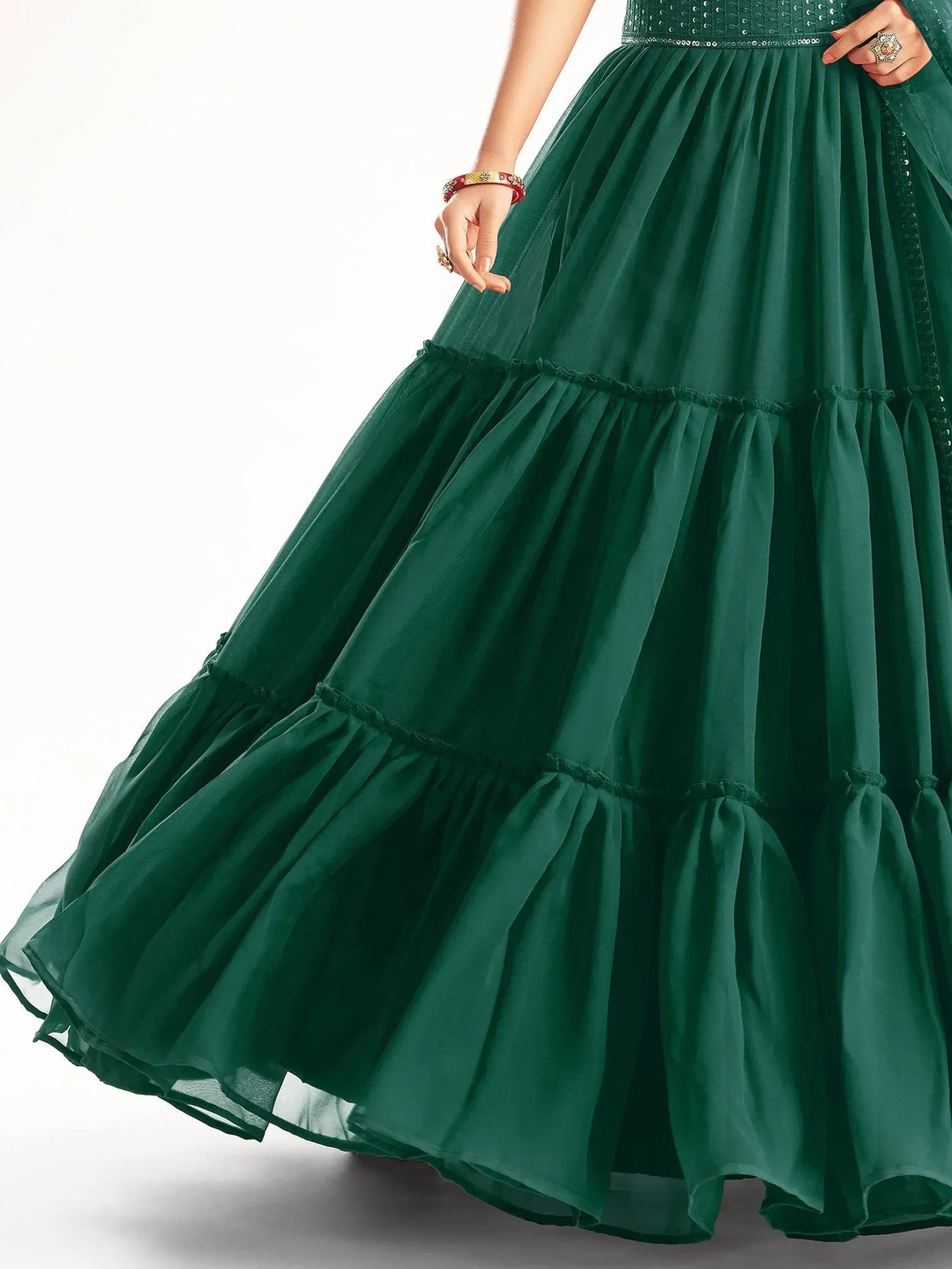 Tulsi Art Sweet Green Georgette Reception Wear Lehenga Choli With Dupatta