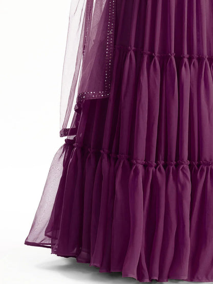 Tulsi Art Lovely Purple Georgette Engagement Wear Lehenga With Sequins Choli