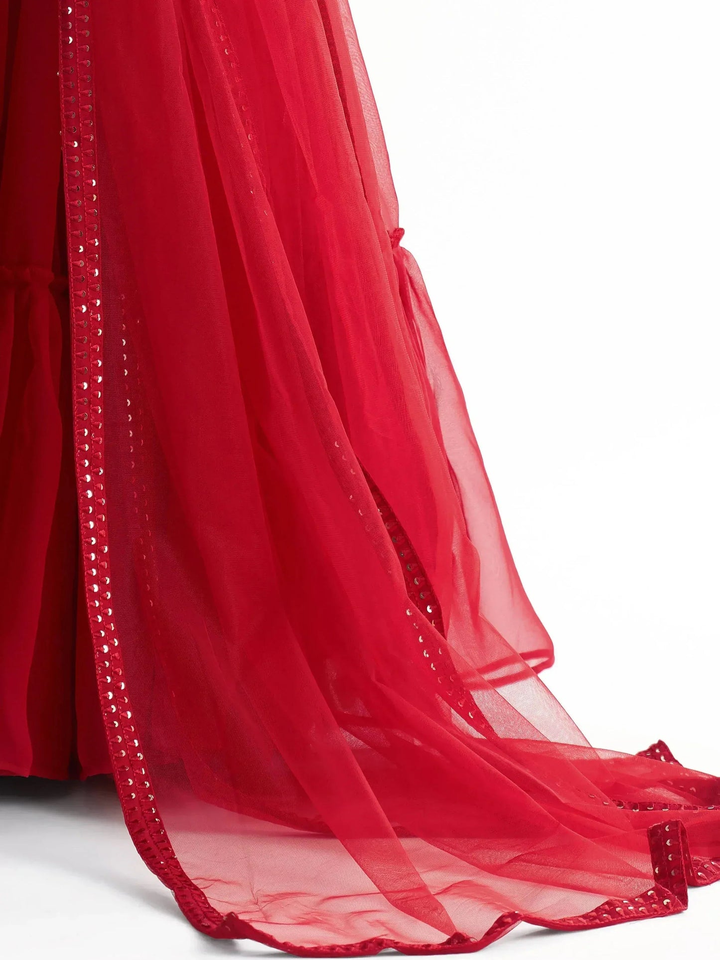 Tulsi Art Delightful Red Georgette Party Wear Lehenga Choli With Dupatta