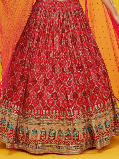 Tulsi Art Enchanting Pink Sequins Georgette Sangeet Wear Lehenga Choli
