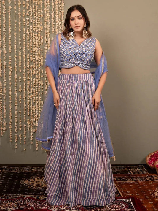 Tulsi Art Graceful Lavender Digital Printed Organza Lehenga Choli With Dupatta