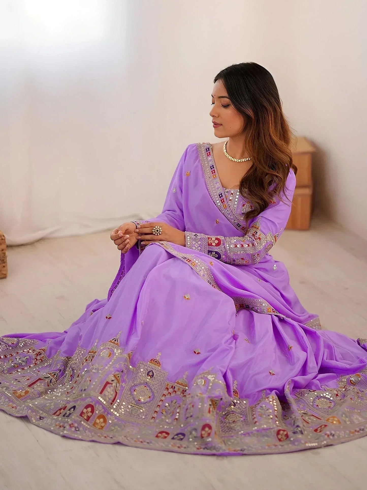 Tulsi Art Mesmerizing Lavender Sequins Crepe Bridesmaid Lehenga Choli With Dupatta