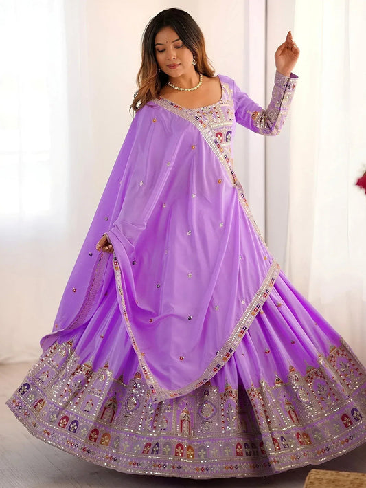Tulsi Art Mesmerizing Lavender Sequins Crepe Bridesmaid Lehenga Choli With Dupatta