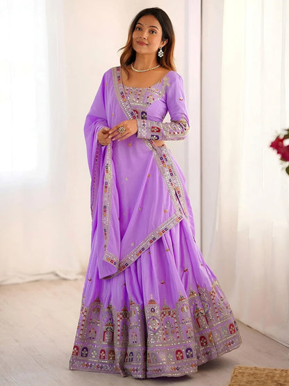 Tulsi Art Mesmerizing Lavender Sequins Crepe Bridesmaid Lehenga Choli With Dupatta