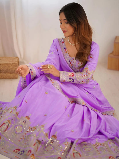 Tulsi Art Mesmerizing Lavender Sequins Crepe Bridesmaid Lehenga Choli With Dupatta