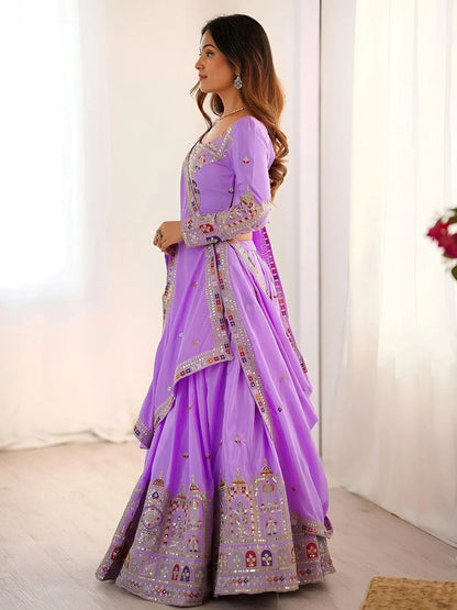 Tulsi Art Mesmerizing Lavender Sequins Crepe Bridesmaid Lehenga Choli With Dupatta