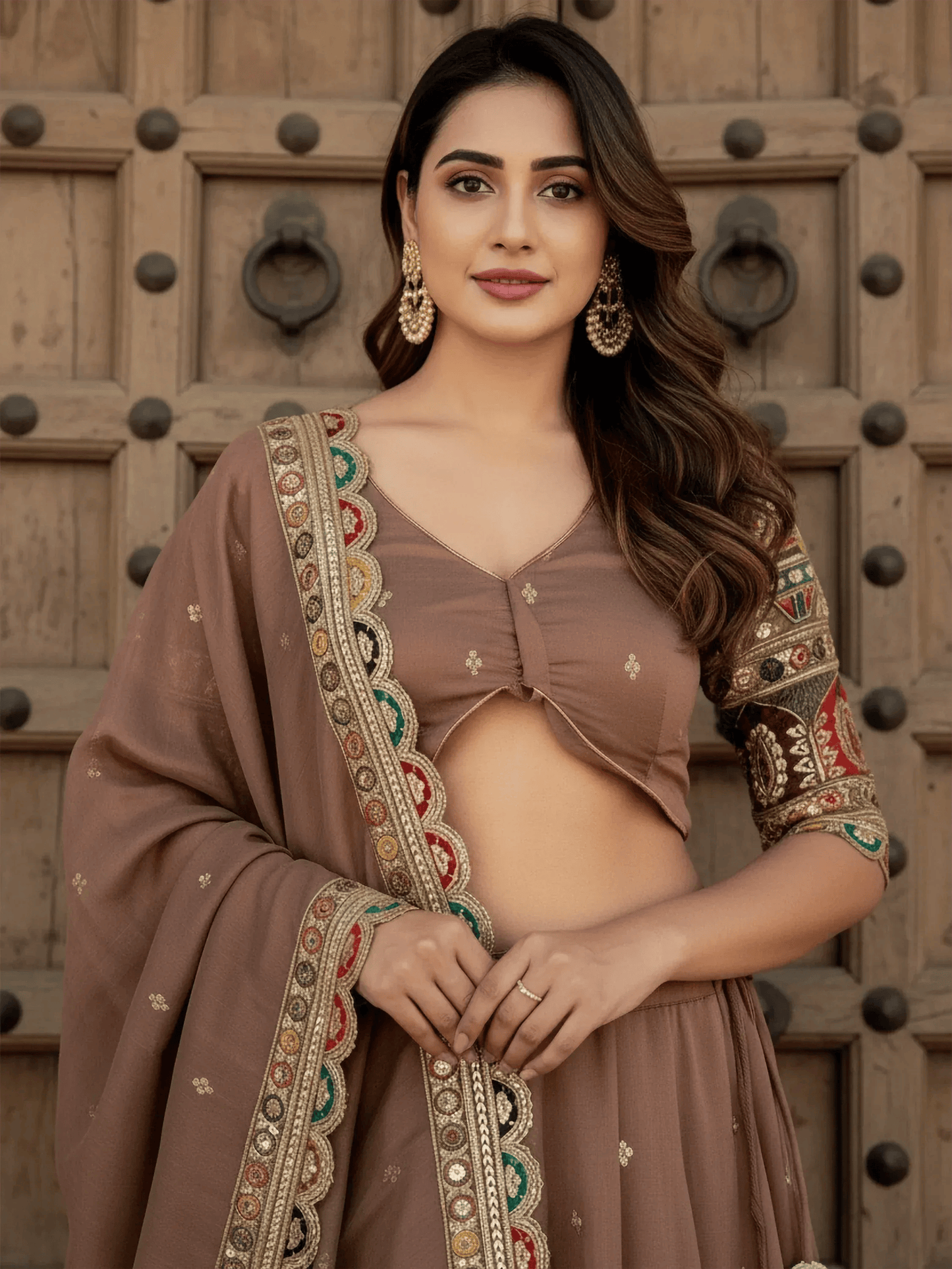 Tulsi Art Precious Beige Thread Work Silk Festival Wear Lehenga Choli With Dupatta