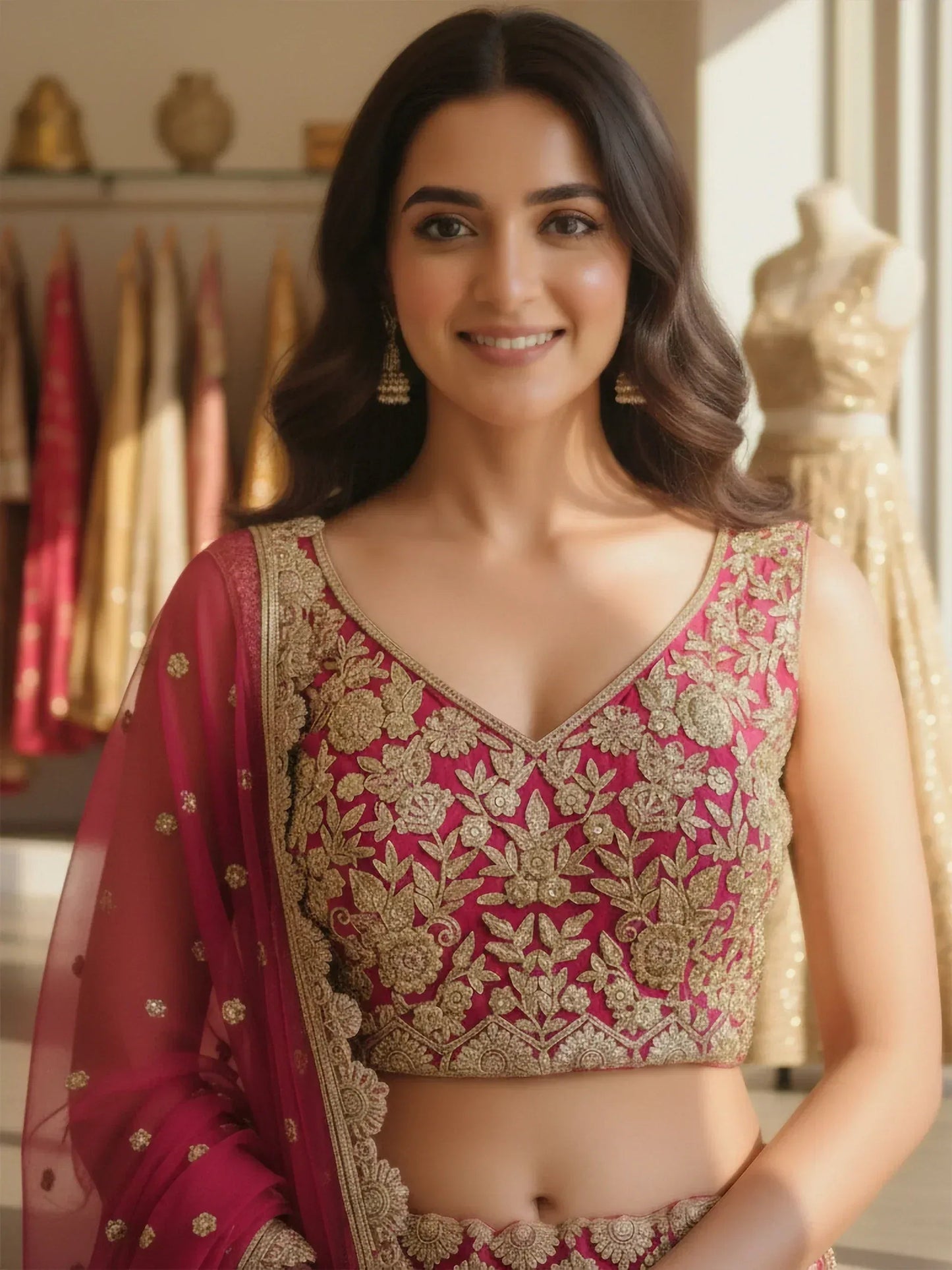 Tulsi Art Marvelous Pink Embroidered Net Bridesmaid Lehenga Choli With Dupatta